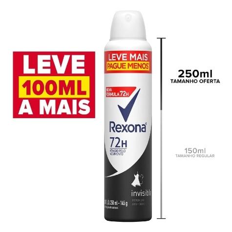 Desodorante Aerossol Rexona Invisible Leve mais Pague menos 72h 250ml - Imagem 2