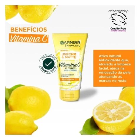 Gel de Limpeza Facial Garnier SkinActive Uniform & Matte Vitamina C 150g - Imagem 3