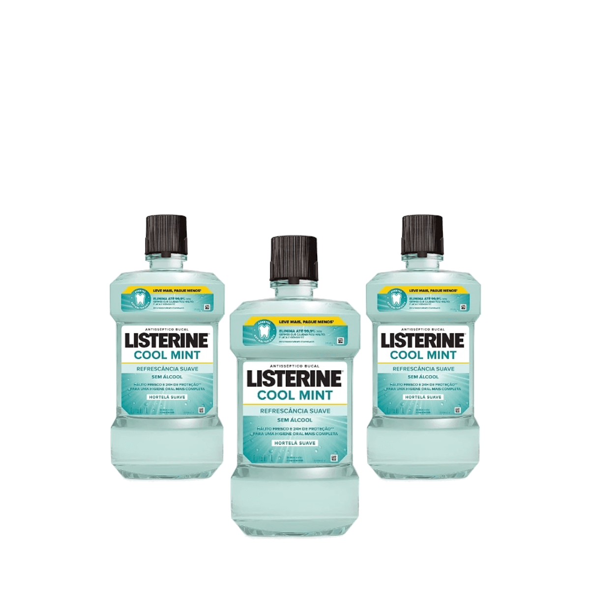 Kit 3 Unidades Enxaguante Bucal Listerine Cool Mint Zero Álcool 1L - Imagem 1