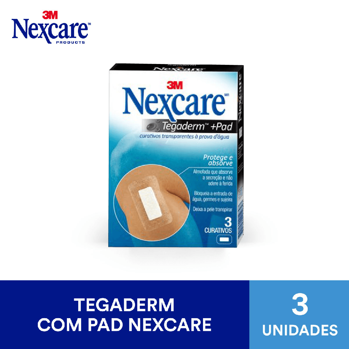 Curativo Nexcare Tegaderm Transparente com Pad 3 Unidades - Imagem 2