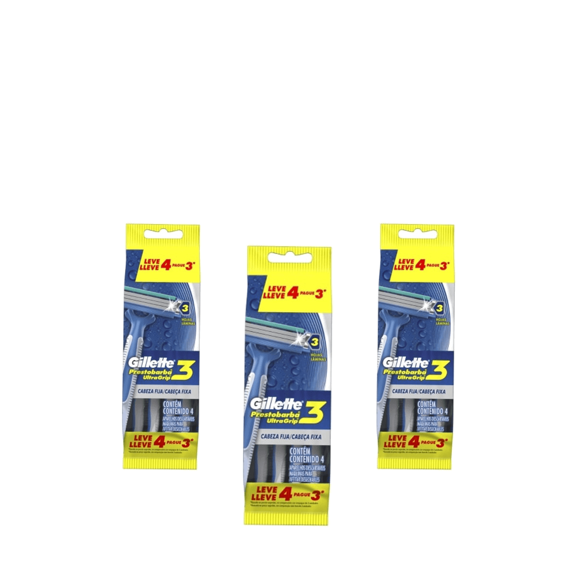 Kit 3 Unidades Aparelho de Barbear Gillette Prestobarba Ultragrip 3 Fixa Leve 4 Pague 3 - Imagem 1