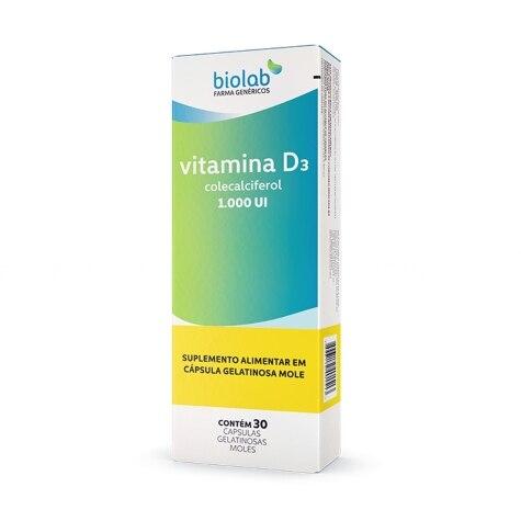 Vitamina D3 1.000UI Biolab 30 Cápsulas - Imagem 1