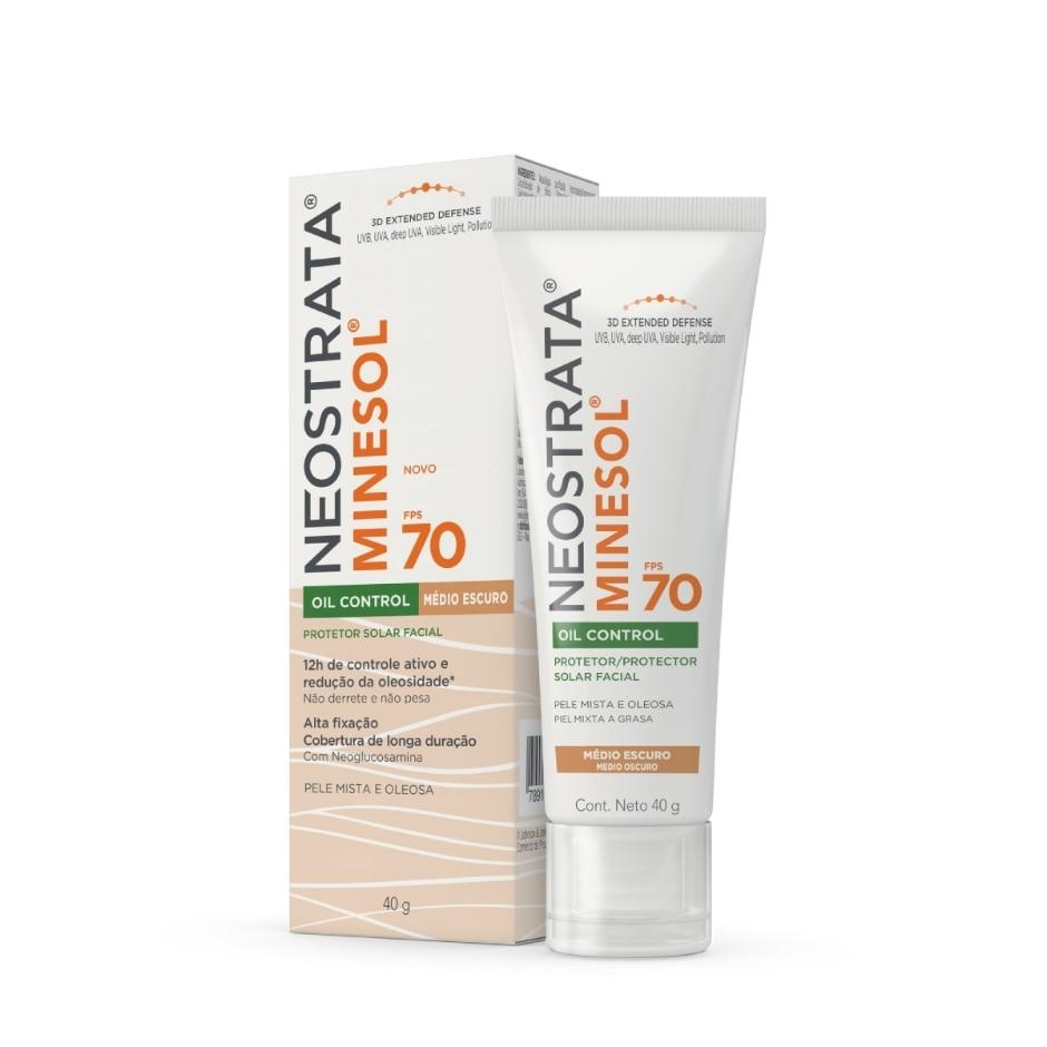 Protetor Solar Facial Neostrata Minesol Oil Control FPS70 Pele Mista a Oleosa Cor Médio Escuro 40g