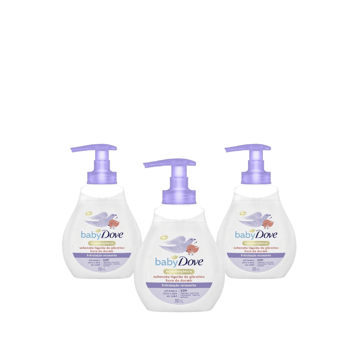 Kit 3 Unidades Sabonete Líquido Baby Dove Hidratação Relaxante 200ml - Imagem 1