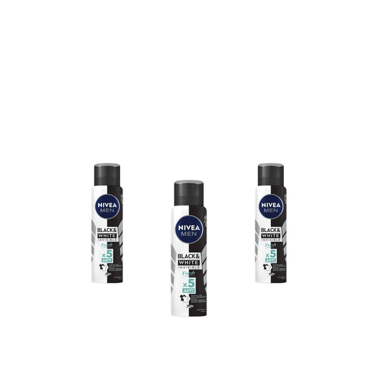 Kit 3 Unidades Desodorante Aerosol Nivea Men Black & White Invisible Fresh 150ml - Imagem 1
