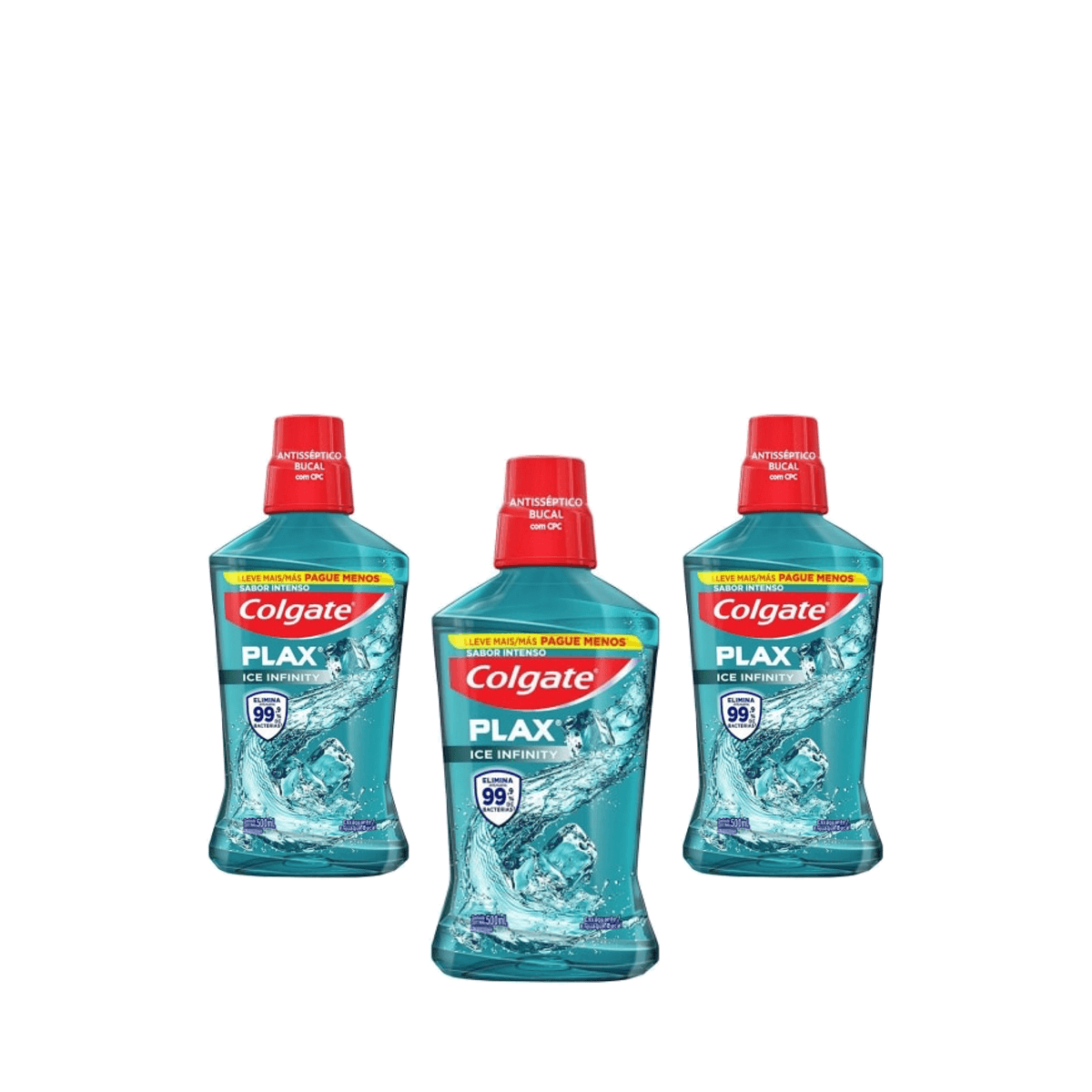 Kit 3 Unidades Enxaguante Bucal Colgate Plax Ice Infinity 500ml - Imagem 1