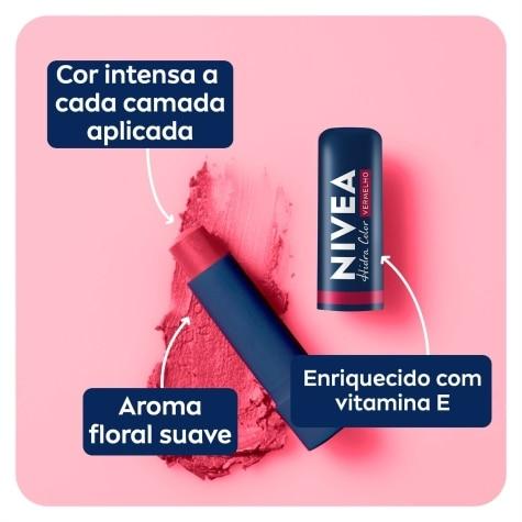 Hidratante Labial Nivea Hidra Color 2 em 1 Vermelho 4,8g - Imagem 4