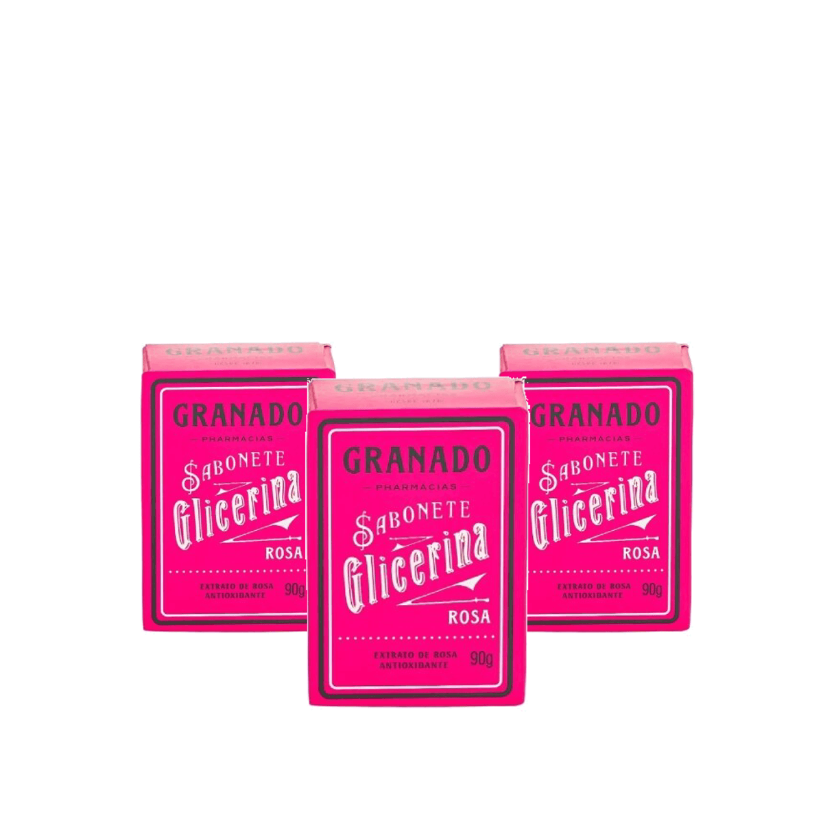 Kit 3 Unidades Sabonete em Barra Granado Glicerina Rosa 90g - Imagem 1