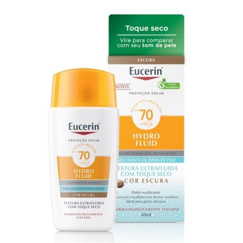 Protetor Solar Facial Eucerin Sun Hydro Fluid Cor Escura FPS70 50ml - Imagem 1