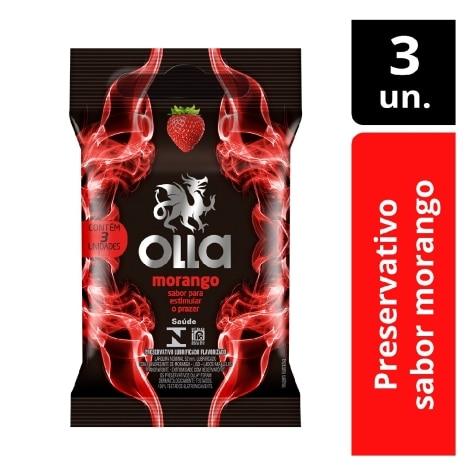 Preservativo Olla Morango 3 Unidades - Imagem 1