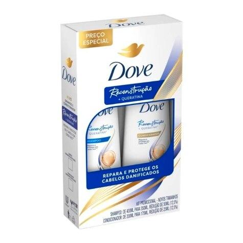 Kit Dove Reconstrução + Queratina Cabelos Quimicamente Tratados Shampoo 350ml + Condicionador 175ml - Imagem 1