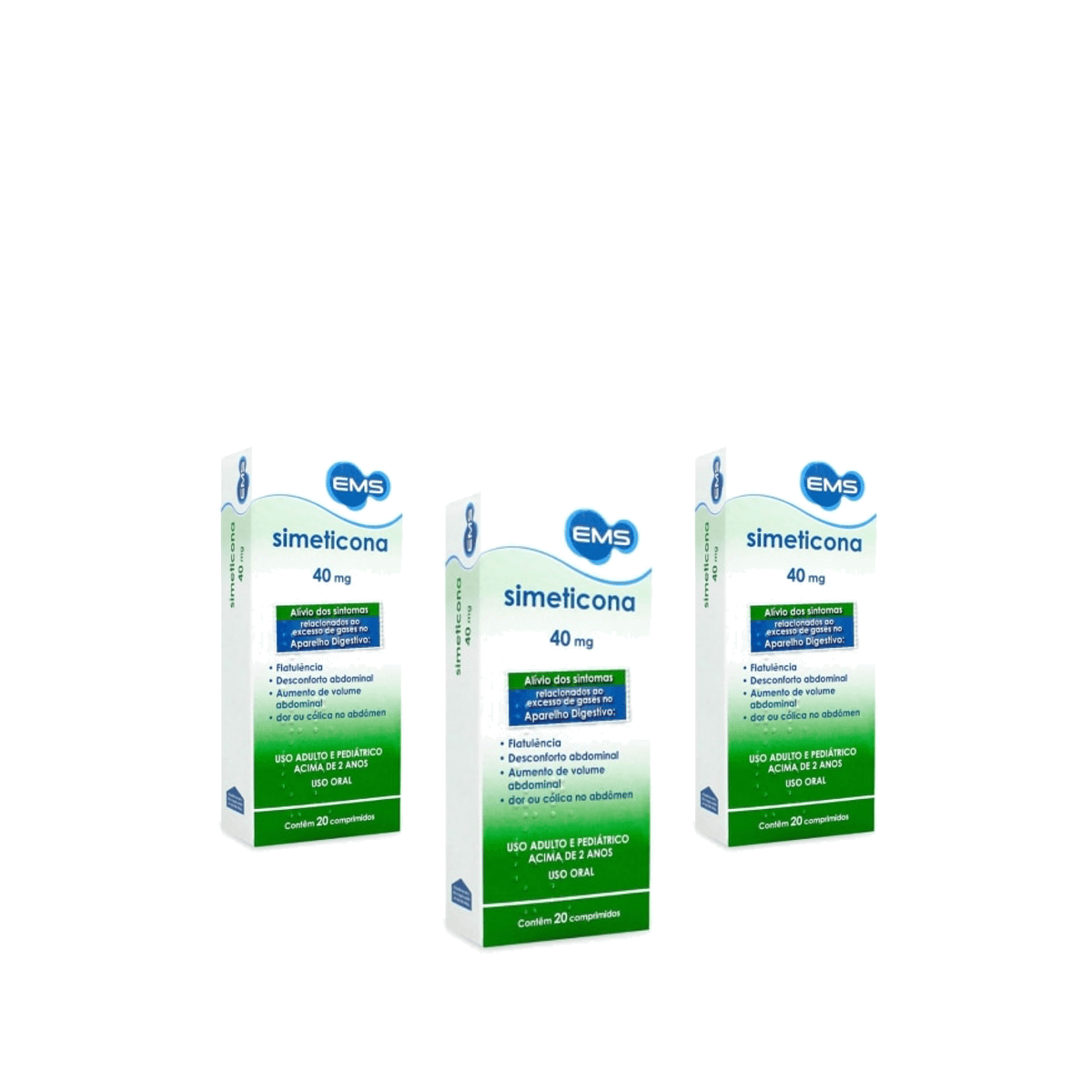 3 Unidades de Simeticona 40mg 20 Comprimidos EMS - Imagem 1