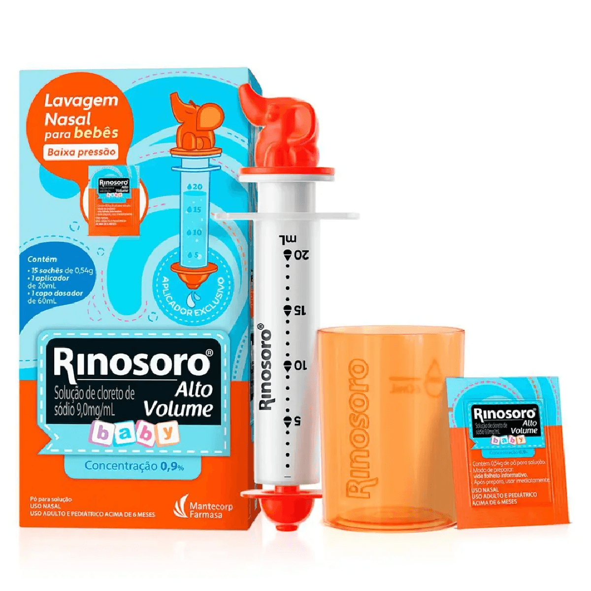 Rinosoro Alto Volume Baby 9mg/ml 15 Sachês + Aplicador + Copo Dosador - Imagem 1