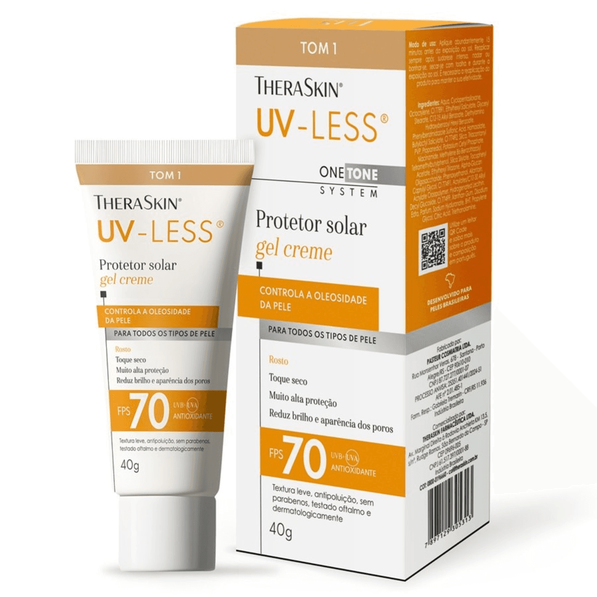 Protetor Solar Facial Theraskin Uv-Less Fps 70 Tom 1 40g - Imagem 1
