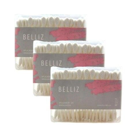 Kit 3 Unidades Aplicador de Maquiagem Belliz Ref. 571 80 Unidades - Imagem 1