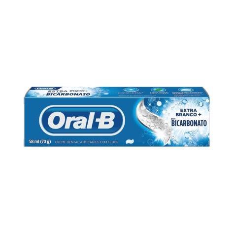 Creme Dental Oral-B Extra Branco + Bicarbonato 70g - Imagem 1