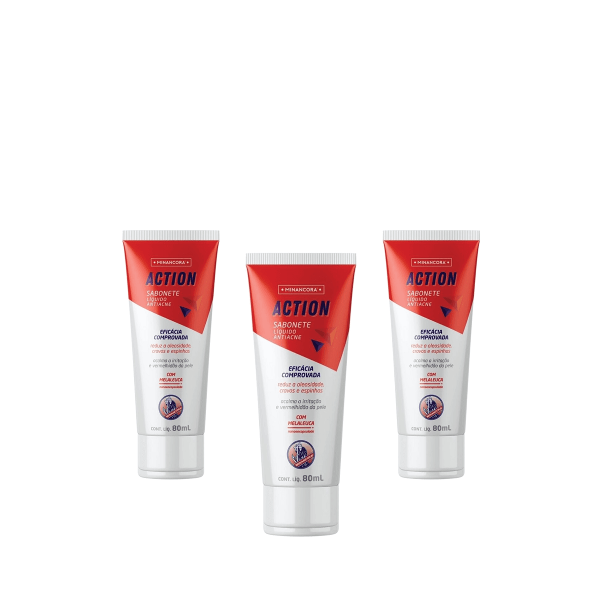 Kit 3 Unidades Sabonete Líquido Minancora Antiacne Action 80ml - Imagem 1