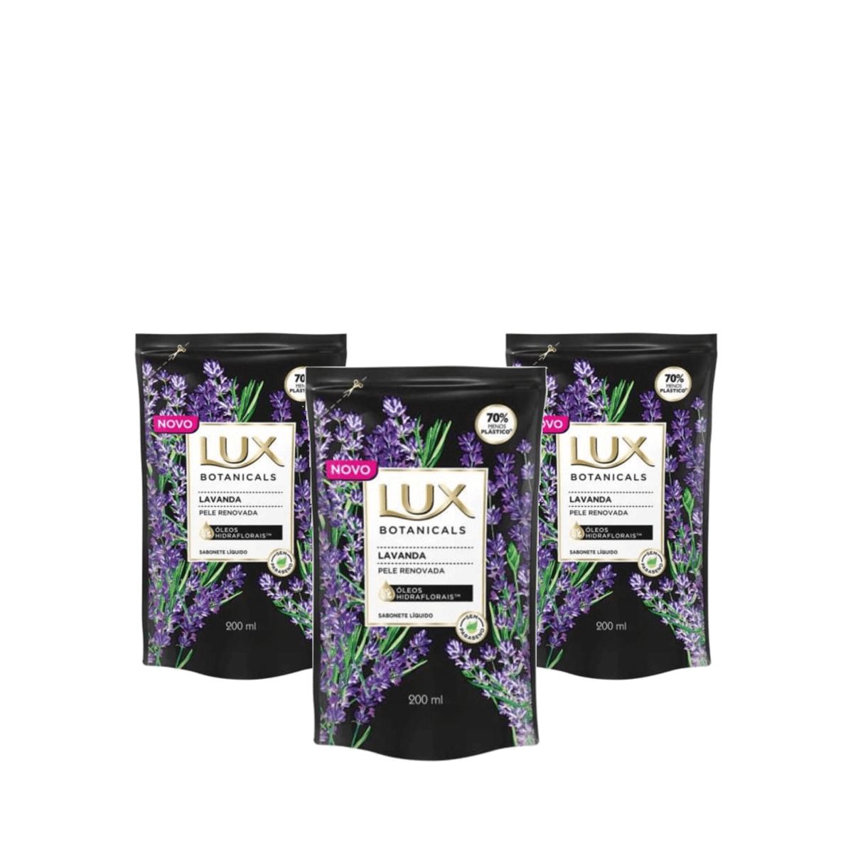 Kit 3 Unidades Sabonete Líquido Lux Botanicals Lavanda Refil 200ml - Imagem 1