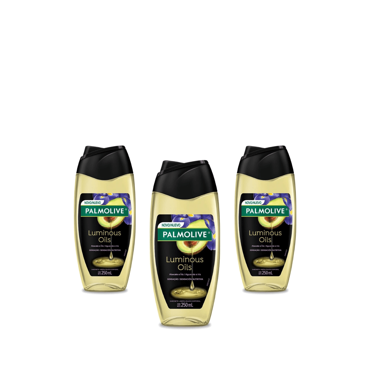 Kit 3 Unidades Sabonete Líquido Palmolive Luminous Oils Abacate e Íris 250ml - Imagem 1