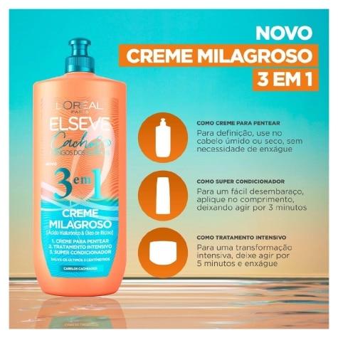 Creme de Pentear Elseve Cachos Longos dos Sonhos 3 em 1 Milagroso Anti-frizz 500ml - Imagem 4