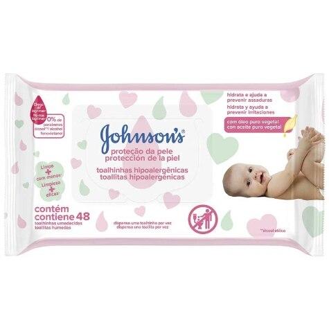 Lenços Umedecidos Johnson's & Johnson's Baby Proteção de Pele Sem Álcool 48 Unidades - Imagem 1
