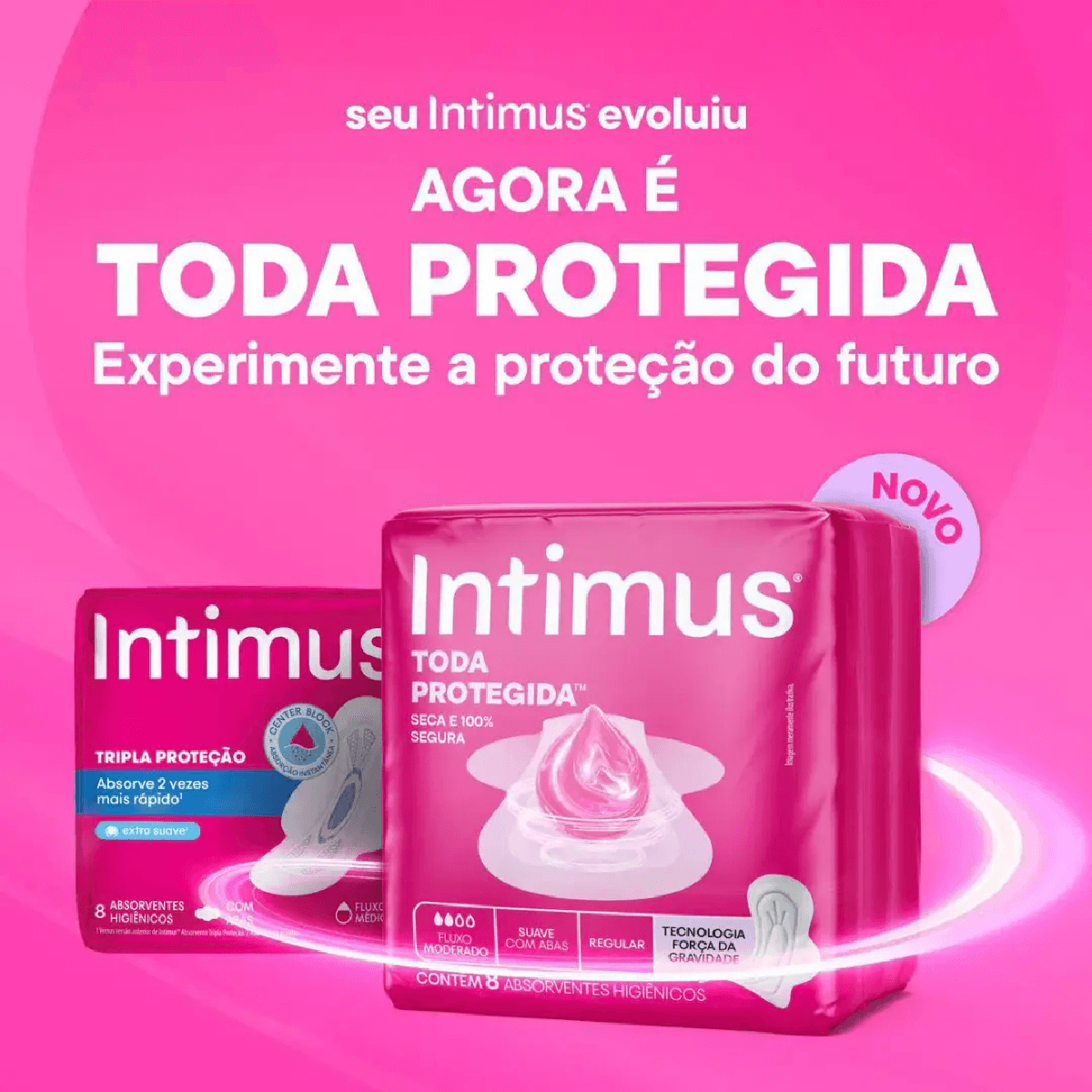 Absorvente Cobertura Extra Suave sem Abas Intimus Tripla Proteção 8 Unidades - Imagem 2