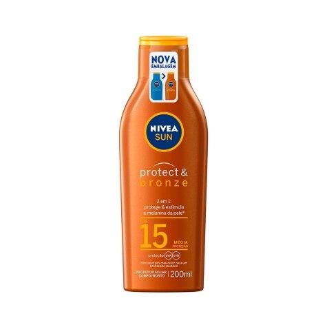 Protetor Solar Facial e Corporal Nivea Sun Protect & Bronze FPS15 200ml - Imagem 1