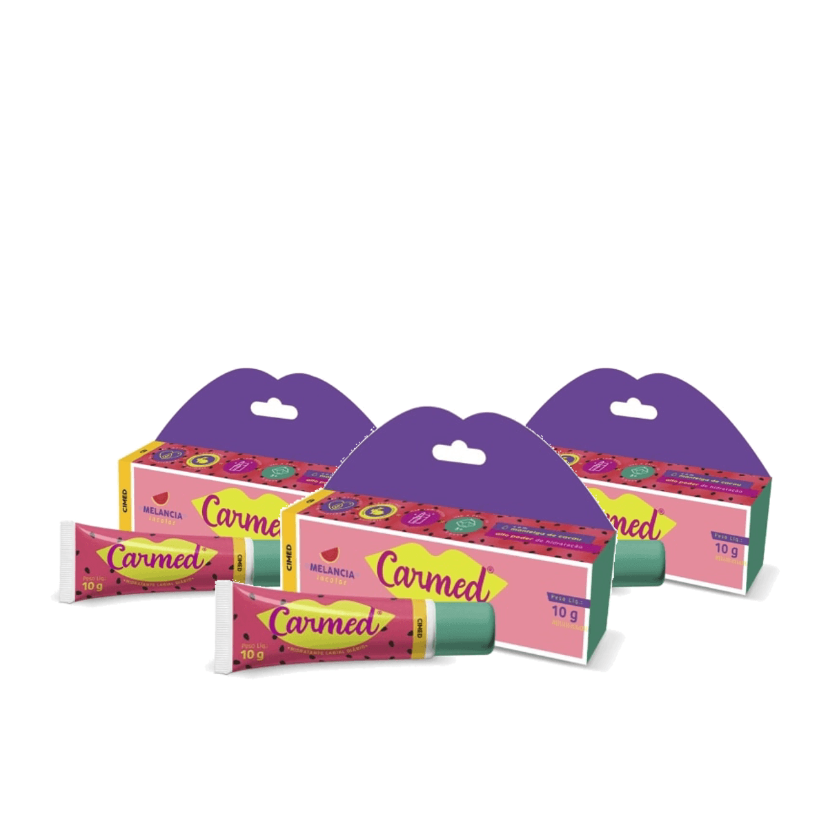 Kit 3 Unidades Hidratante Labial Carmed Melancia 10g - Imagem 1