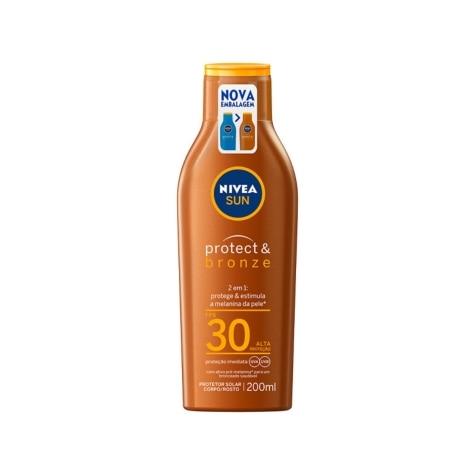 Protetor Solar Facial e Corporal Nivea Sun Protect & Bronze FPS30 200ml - Imagem 2