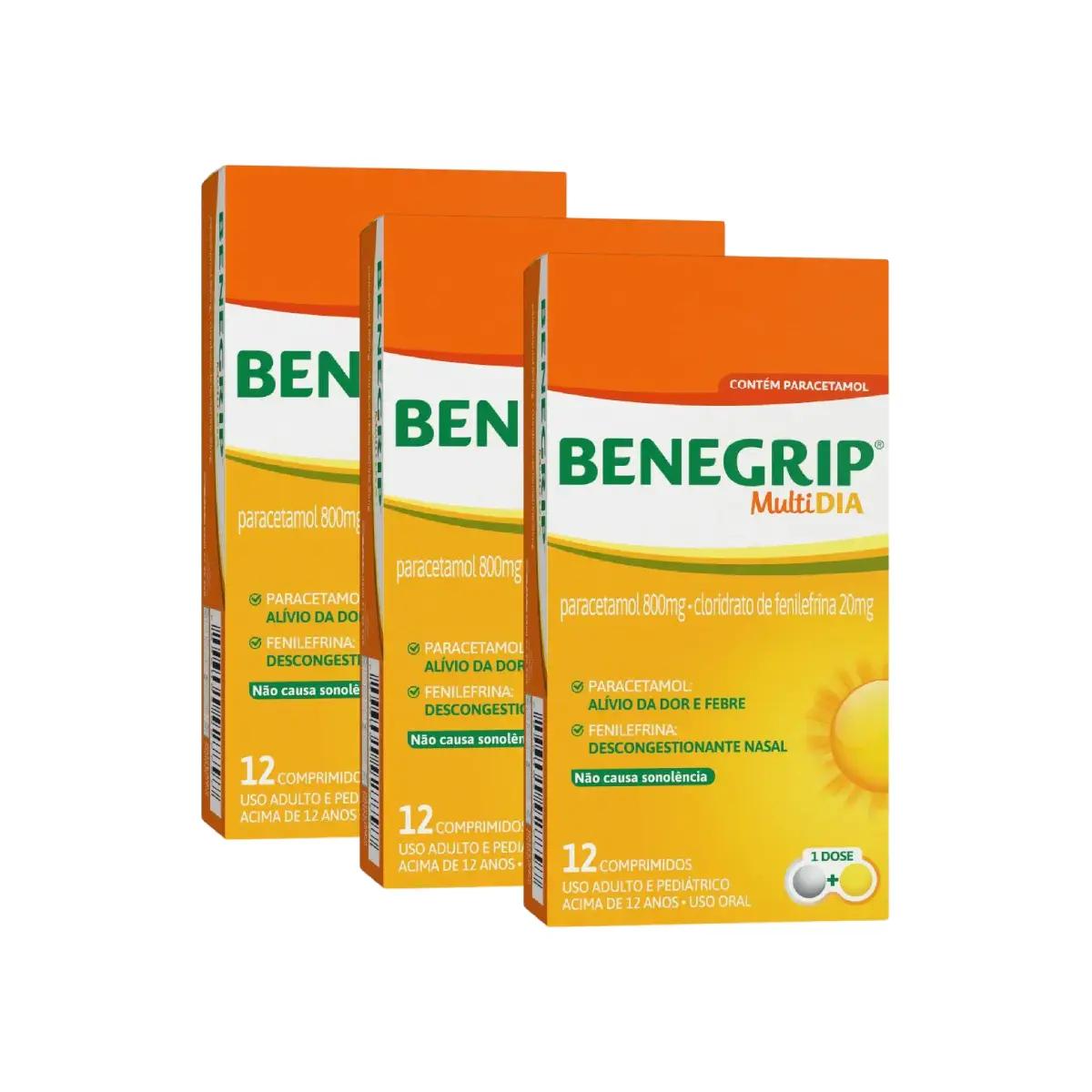 3 Unidades de Benegrip Multi Dia 12 Comprimidos - Imagem 1