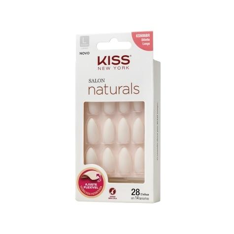 Unhas Postiças Kiss New York Salon Naturals Stiletto Longo 28 Unidades - Imagem 2
