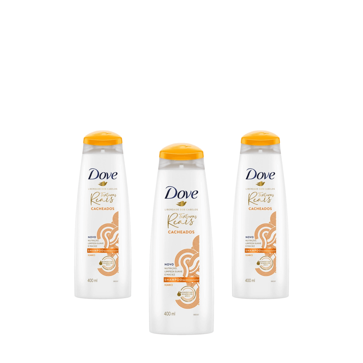 Kit 3 Unidades Shampoo Dove Texturas Reais Cacheados com Óleo de Babosa 400ml - Imagem 1