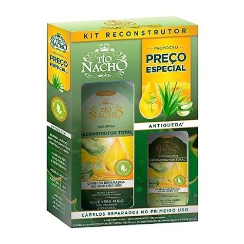 Kit Tio Nacho Reconstrutor Total Cabelo Quebradiço Shampoo 415ml + Condicionador 200ml Preço Especial - Imagem 1