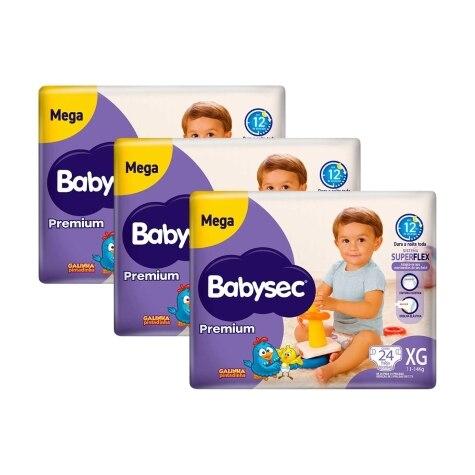Kit 3 Unidades Fralda Babysec Galinha Pintadinha Premium XG 24 Unidades - Imagem 1
