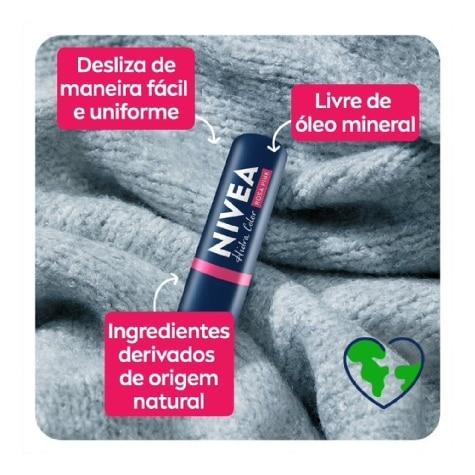 Hidratante Labial Nivea Hidra Color 2 em 1 Rosa Pink 4,8g - Imagem 4