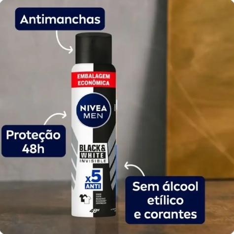 Desodorante Aerossol Nivea Men Black & White Embalagem Econômica 72h 200ml - Imagem 3