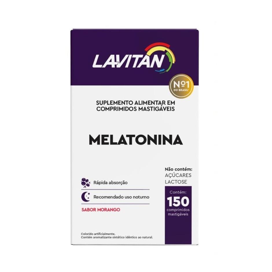 Melatonina Lavitan Sabor Morango 150 Comprimidos Mastigáveis