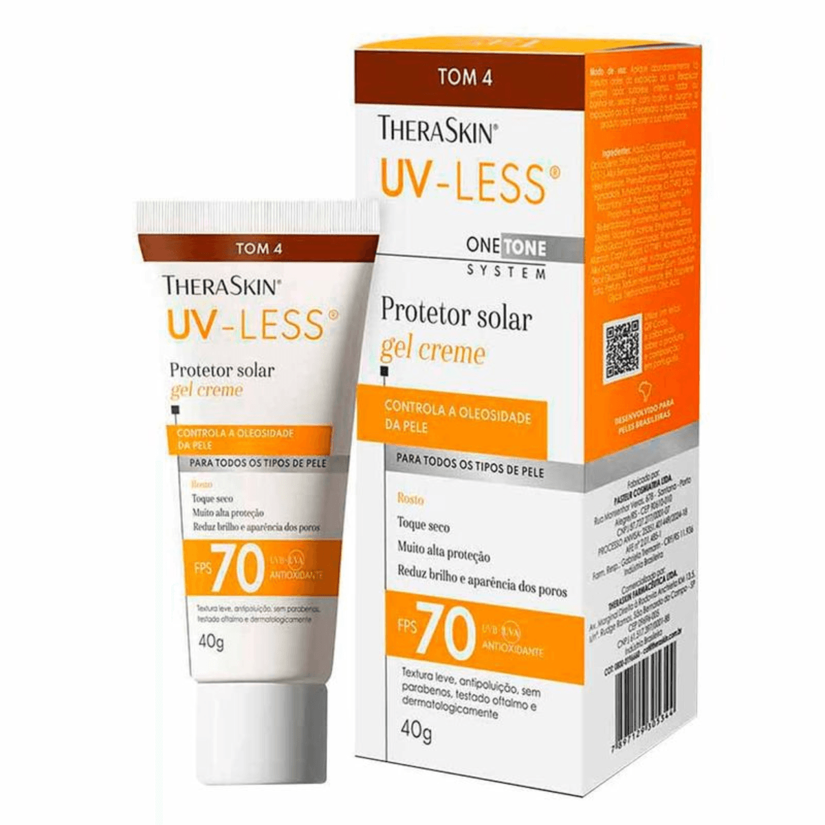 Protetor Solar Facial Theraskin Uv-Less Fps 70 Tom 4 40g - Imagem 1