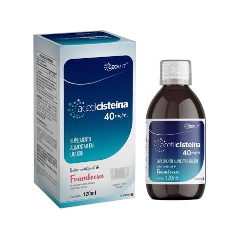 Acetilcisteína Xarope 40mg/ml Geovit Sabor Framboesa 120ml - Imagem 1