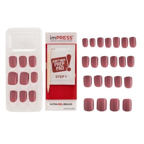 Unhas Postiças Autocolantes Impress Self Love Cor In Luv Curta Quadrado 30 Unidades - Imagem 3