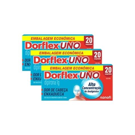 Kit 3 Unidades Dorflex Uno Enxaqueca Dipirona 1g 20 Comprimidos - Imagem 1