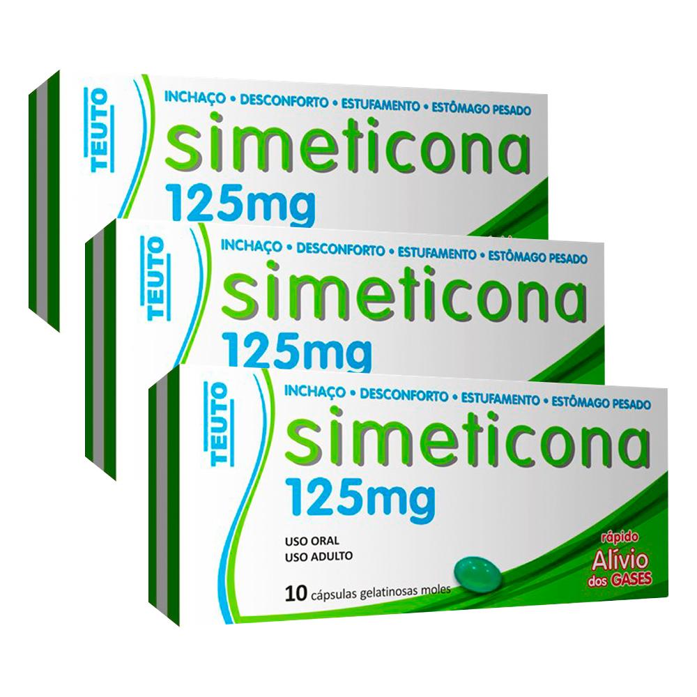 3 Unidades de Simeticona 125mg 10 Cápsulas Teuto - Imagem 1