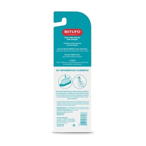 Kit Escovas Ortodônticas Cilíndrico Bitufo + 6 Refis Interdentais - Imagem 2