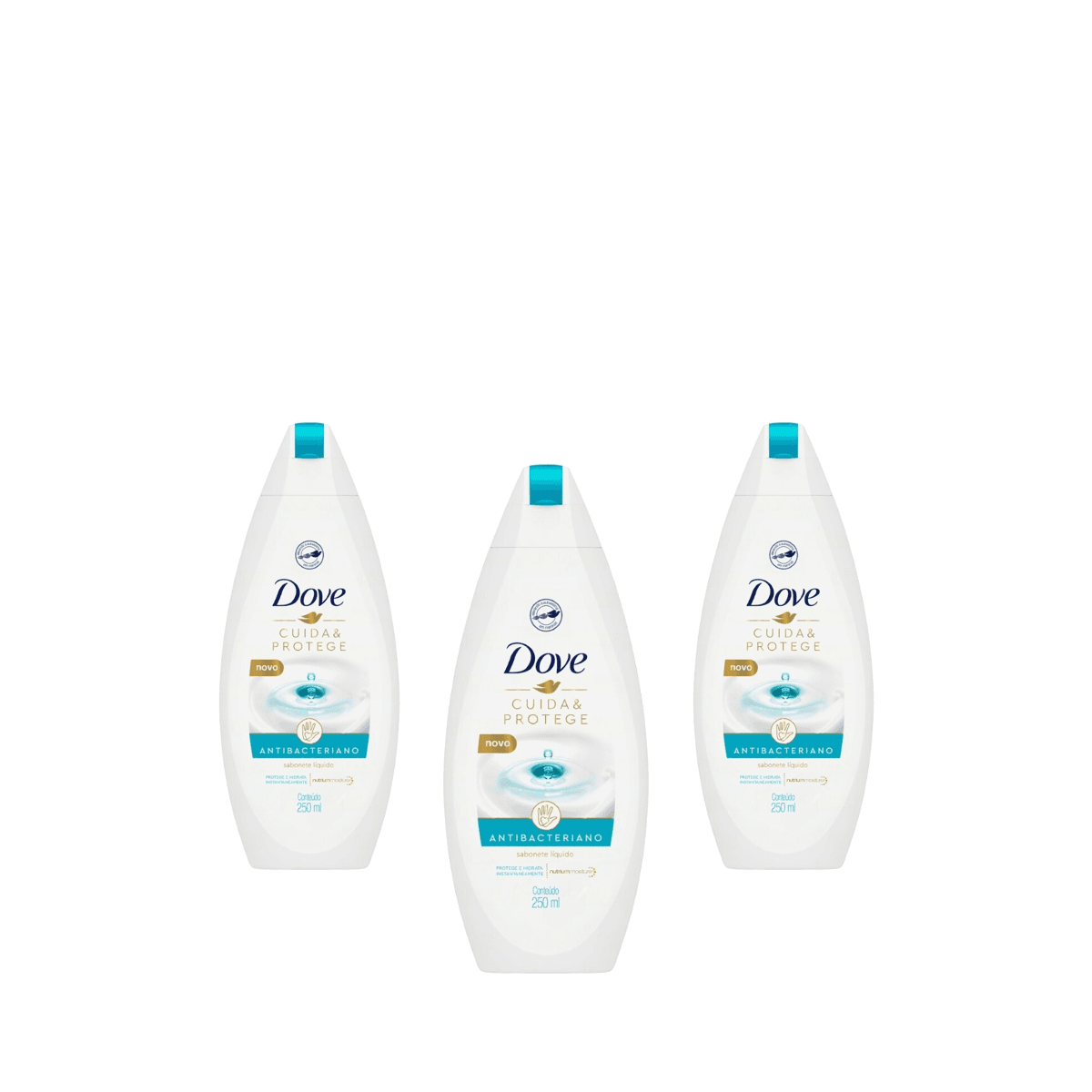 Kit 3 Unidades Sabonete Líquido Dove Cuida & Protege Antibacteriano 250ml - Imagem 1