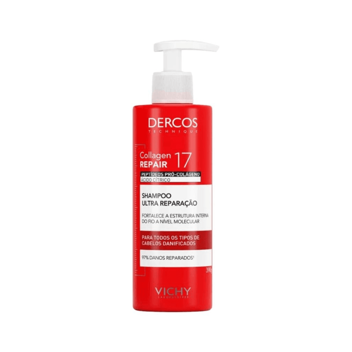 Shampoo Dercos Vichy Collagen 17 Repair Ultra Reparação 390g - Imagem 1