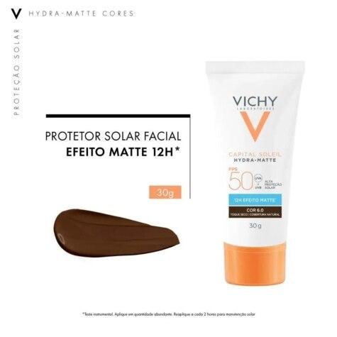 Protetor Solar Facial Vichy Capital Soleil Hydra-Matte FPS 50 Cor 6.0 30g - Imagem 3