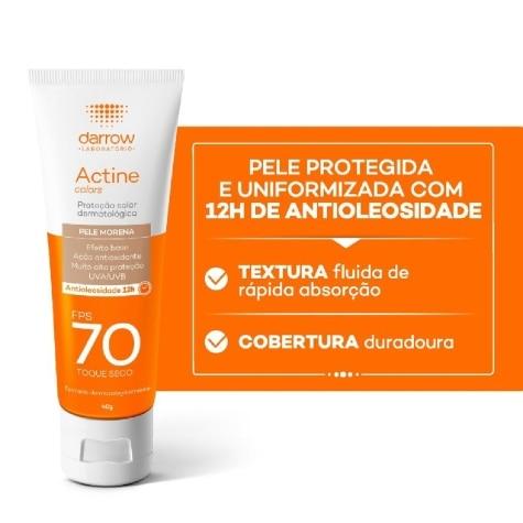 Protetor Solar Facial Actine Colors FPS70 Cor Morena 40g - Imagem 3