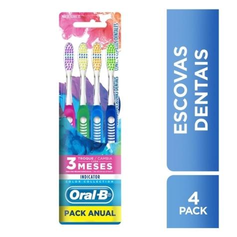 Escova Dental Oral-B Indicator Color Collection 4 Unidades - Imagem 1