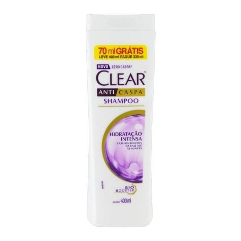 Shampoo Clear Anticaspa Hidratação Intensa Leve 400ml Pague 330ml - Imagem 1