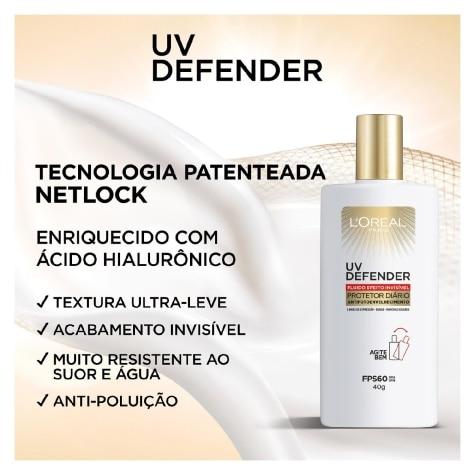 Protetor Solar Facial L'Oréal Paris UV Defender FPS60 Fluido Incolor 40g - Imagem 3